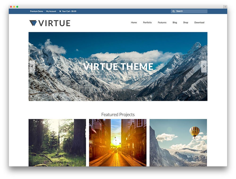 virtue travel portfolio wp theme